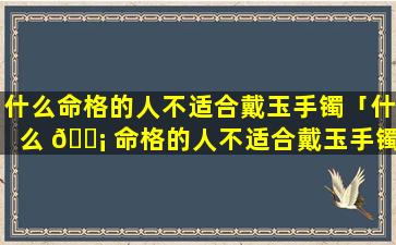 什么命格的人不适合戴玉手镯「什么 🐡 命格的人不适合戴玉手镯呢」